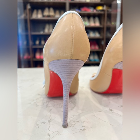 Christian Louboutin, beautiful beige heels with white bow, size 37.5 - Picture 7 of 13